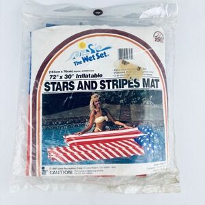 Vintage Intex The Wet Set Stars & Stripes Inflatable Mat Raft 72 x 30 1987 #5971